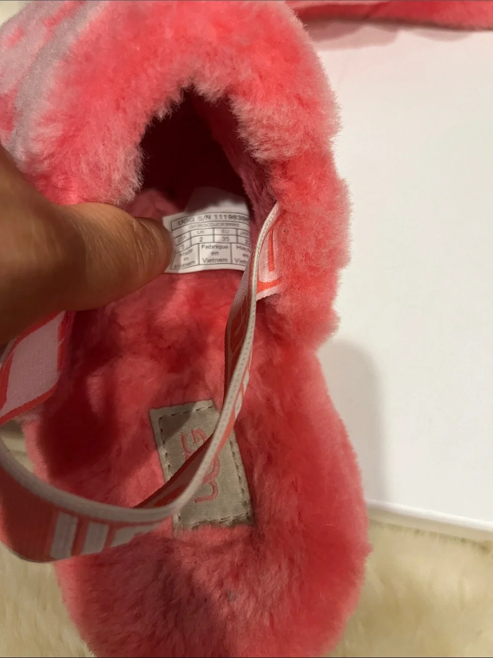 UGG Kids Coral-Pink Fluff Slide Sandals